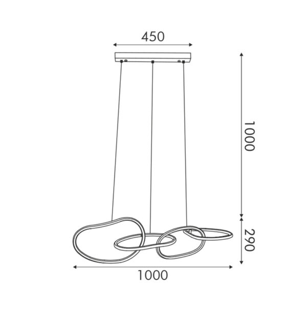 Κρεμαστό Φωτιστικό LED 60W 4800LM CCT IP20 Χρυσό Ατσάλι + Ακρυλικό - Image 2