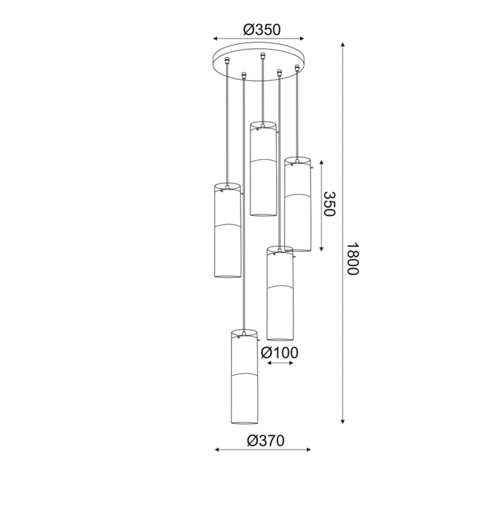 Κρεμαστό Φωτιστικό 5xΕ27 Χρώμιο Γυαλί + Μέταλλο Φ37xΗ180cm Dejavu
