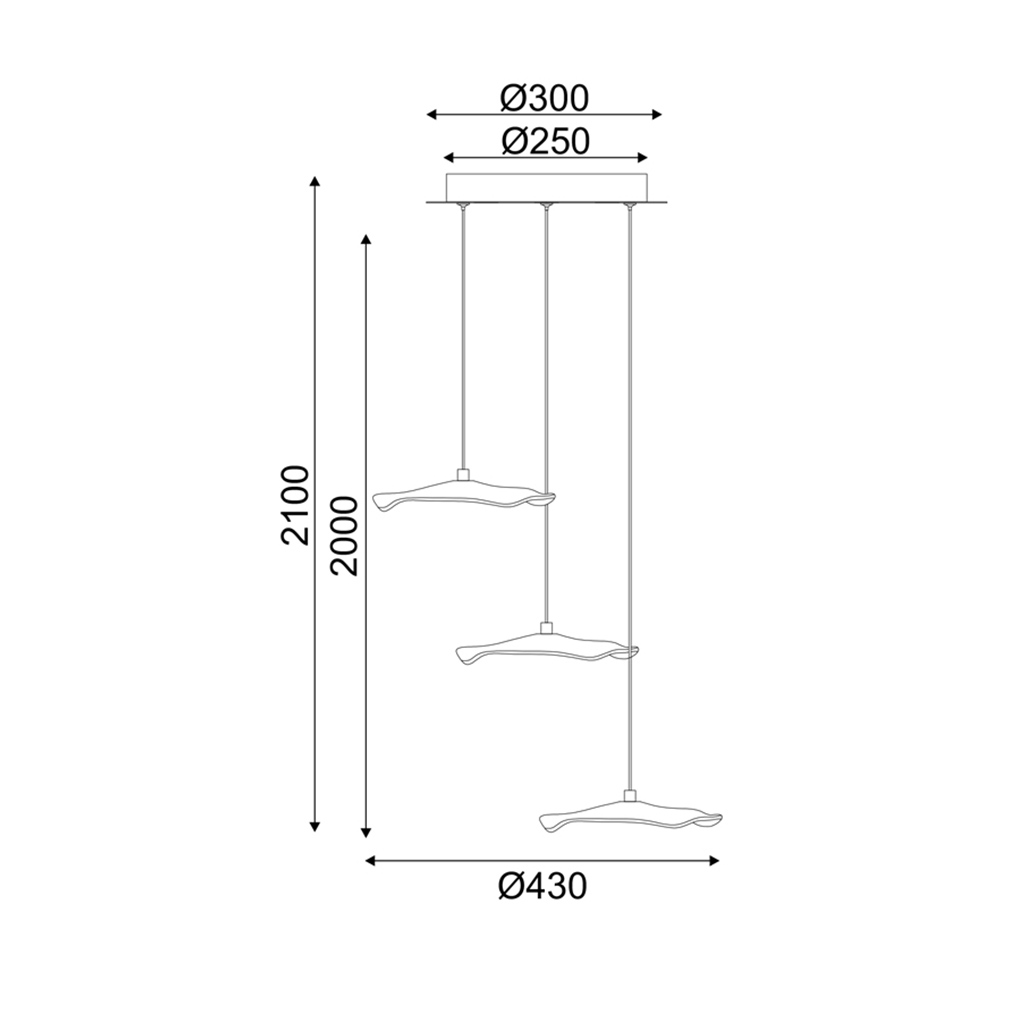 Κρεμαστό Φωτιστικό LED 15W 3000K 1050LM Ninfea Ορείχαλκο Μετ/κο IP20 D43xH210cm