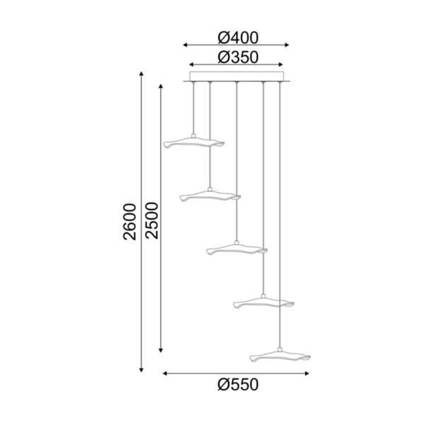Κρεμαστό Φωτιστικό LED 25W 3000K 1750LM Ninfea Ορείχαλκο Μετ/κο IP20 D55xH260cm