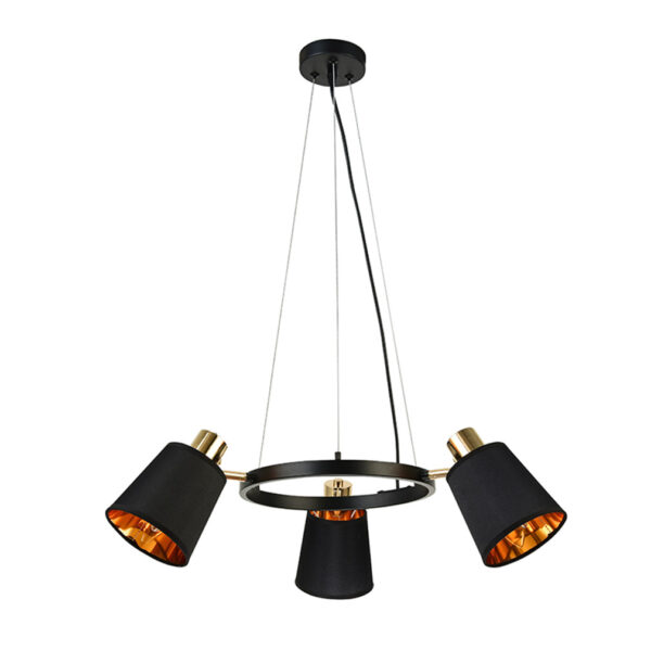 Κρεμαστό Φωτιστικό Netto 3xΕ14 Μαύρο Μεταλ. + Αμπαζούρ D63xH100cm Norma