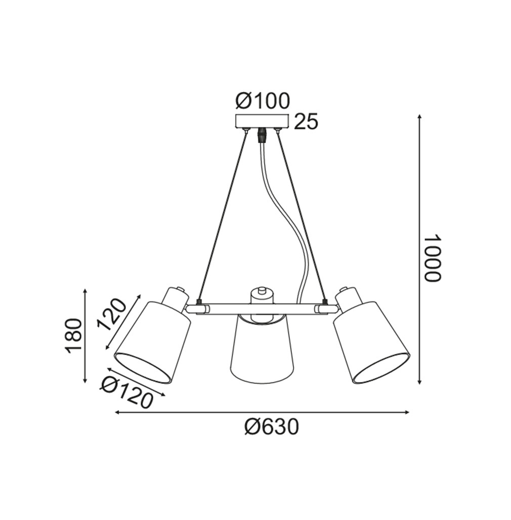 Κρεμαστό Φωτιστικό Netto 3xΕ14 Μαύρο Μεταλ. + Αμπαζούρ D63xH100cm Norma