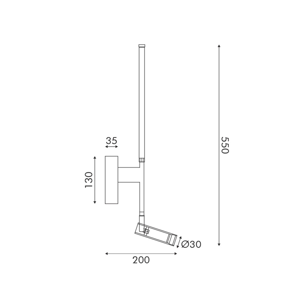 Επίτοιχο Φωτιστικό LED 5W + COB 3W 700LM 3000K IP20 Μαύρο Αλουμίνιο + Ακρυλικό