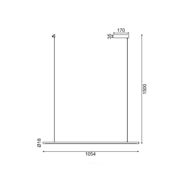 Κρεμαστό Φωτιστικό LED 18W 3000Κ 920LM Μαύρο Αλουμίνιο Dimmer Αφής 105x1,8xΗ150cm Avenue - Image 2