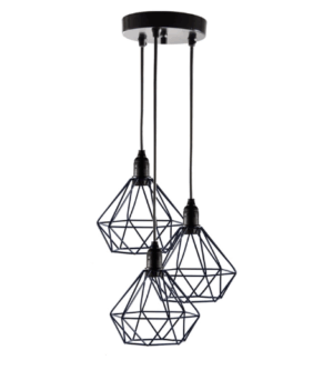 Τρίφωτο φωτιστικό οροφής, E27, Φ20, μεταλλικό, μαύρο