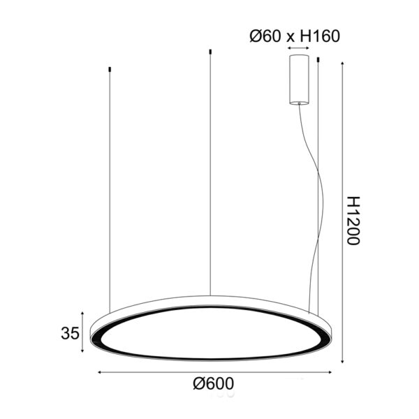 NETTO Υ/Κ ΚΡΕΜΑΣΤΟ Φ/Σ LED 54W 3000K 4000LM HARMONY ΧΡΥΣΟ ΑΛΟΥΜΙΝΙΟ IP20 D60XH120CM - Image 2