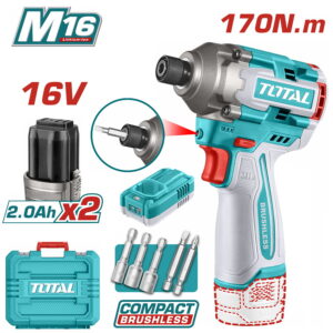 Total Παλμικό Κατσαβίδι Μπαταρίας Brushless 16V 2x2Ah