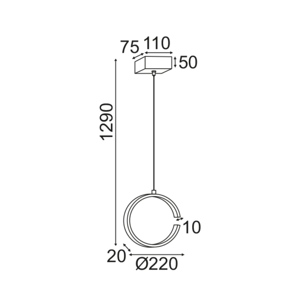 NETTO ΚΡΕΜΑΣΤΟ Φ/Σ LED 8W 3000K 750LM ΛΕΥΚΟ ΜΕΤΑΛΛΙΚΟ 22X11XH129CM EUCLID3 - Image 2