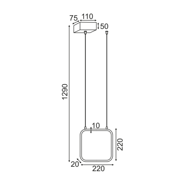 NETTO ΚΡΕΜΑΣΤΟ Φ/Σ LED 9W 3000K 870LM ΜΑΥΡΟ ΜΕΤΑΛΛΙΚΟ 22X11XH129CM SYMETRIA - Image 2