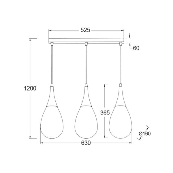 ΜΕΤΑΛ.ΚΡΕΜΑΣΤΟ Φ/Σ 3ΧΕ14 ΡΑΓΑ ΧΑΛΚΙΝ-ΚΕΧΡΙΜΠΑΡ ΓΥΑΛΙ 64Χ16cm ATENA (OD53423SCP)