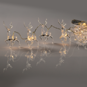 "ACRYLIC PLASTIC REINDEER", 10 LED ΛΑΜΠ. ΣΕΙΡΑ ΜΠΑΤ. (3xAA), WW,IP20, 135+30cm, ΔΙΑΦ. ΚΑΛ. ΤΡΟΦ.