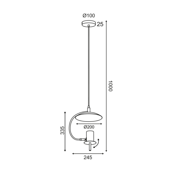 NETTO ΚΡΕΜΑΣΤΟ Φ/Σ 1ΧGU10 ΛΕΥΚΟ ΜΕΤΑΛΛΙΚΟ D25X20XH100CM PARACHUTE (ZM931P25W) - Image 3