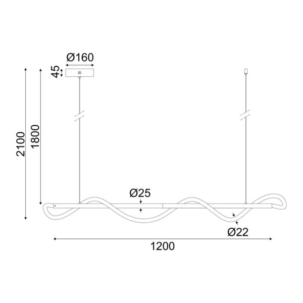 ΚΡΕΜΑΣΤΟ Φ/Σ LED 36W 3000K 2000LM KYMA ΜΑΥΡΟ ΜΕΤ/ΚΟ IP20 120Χ6XΗ215CM (ZM36LEDP120BK) - Image 2